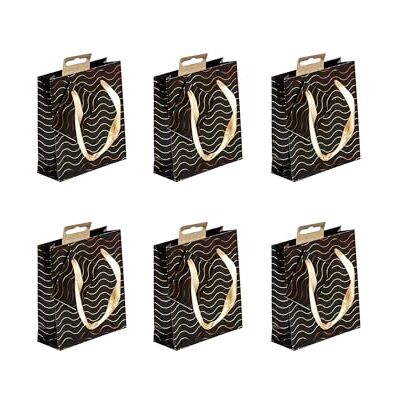 Clairefontaine Un set di 5 piccoli sacchetti regalo di alta qualità, formato tascabile, 12 x 4,5 x 13,5 cm, 170 g, motivo: tratti in oro su sfondo nero, ideale per: profumo, libro Clairefontaine Un set di 5 piccoli sacchetti regalo di alta qualità, formato tascabile, 12 x 4,5 x 13,5 cm, 170 g, motivo: tratti in oro su sfondo nero, ideale per: profumo, libro