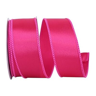 Reliant Ribbon Nastro in raso con bordo metallico, 3,8 cm x 9,1 m, colore: fucsia Reliant Ribbon Nastro in raso con bordo metallico, 3,8 cm x 9,1 m, colore: fucsia