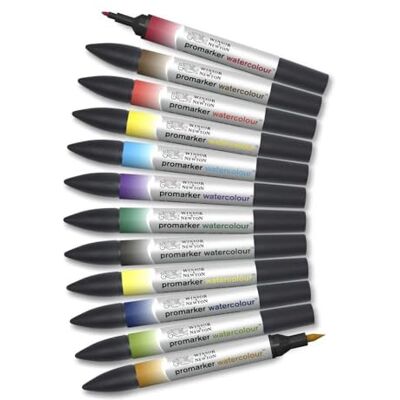 Winsor & Newton ProMarker Watercolour – Tonalità di Base Set di 12 Pennarelli Winsor & Newton ProMarker Watercolour – Tonalità di Base Set di 12 Pennarelli