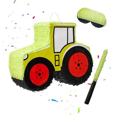 Relaxdays Set Pinata 3 pz, Trattore da Appendere, Bimbi, Verde/Rosso Mazza e maschera Relaxdays Set Pinata 3 pz, Trattore da Appendere, Bimbi, Verde/Rosso Mazza e maschera