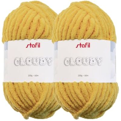 Stafil Cloudy Filato Ciniglia Extra Morbido per Amigurumi Giganti, 2 Gomitoli da 200 g e 60 m ciascuno, Ø 10 mm, Colore Giallo Stafil Cloudy Filato Ciniglia Extra Morbido per Amigurumi Giganti, 2 Gomitoli da 200 g e 60 m ciascuno, Ø 10 mm, Colore Giallo