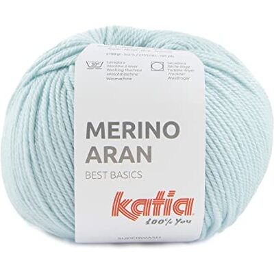 Katıa Merino Aran lana di gomitoli da 100 grammi e 155 metri. (Celeste Chiaro 97) Katıa Merino Aran lana di gomitoli da 100 grammi e 155 metri. (Celeste Chiaro 97)