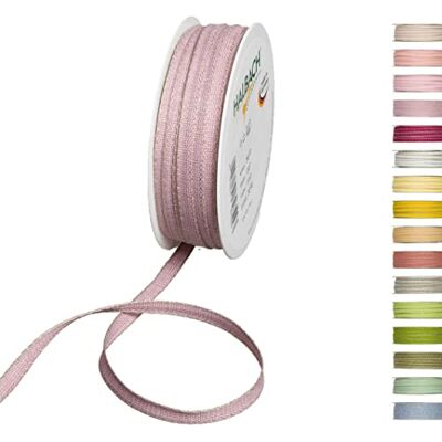Halbach Seidenbänder Nastro decorativo con bordi in lino, larghezza 7 mm, lunghezza 30 m, nastro regalo per decorare fai da te, nastro decorativo fai da te, colore: viola Halbach Seidenbänder Nastro decorativo con bordi in lino, larghezza 7 mm, lunghezza 30 m, nastro regalo per decorare fai da te, nastro decorativo fai da te, colore: viola