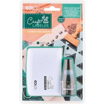 COLOP Craft Labeler, set di cuscini per timbri in tessuto, 25 ml, colore per tessuti, colore lavabile in lavatrice fino a 90 °C COLOP Craft Labeler, set di cuscini per timbri in tessuto, 25 ml, colore per tessuti, colore lavabile in lavatrice fino a 90 °C