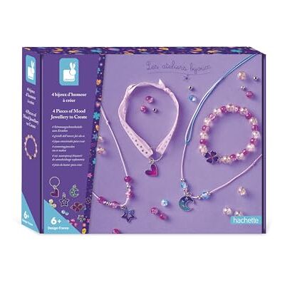 Janod 4 Bijoux d'Humeur à Créer, Cambiano Colore a Contatto con la Pelle, Kit di attività Creative per Il Tempo Libero per Bambini, da 6 Anni, Janod 4 Bijoux d'Humeur à Créer, Cambiano Colore a Contatto con la Pelle, Kit di attività Creative per Il Tempo Libero per Bambini, da 6 Anni,