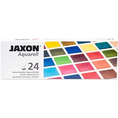 Honsell Jaxon Acquerello fine per artista in scatola di metallo, 24 mezze bacchette, colori vivaci e intensi, pigmenti per artisti di alta qualità Honsell Jaxon Acquerello fine per artista in scatola di metallo, 24 mezze bacchette, colori vivaci e intensi, pigmenti per artisti di alta qualità