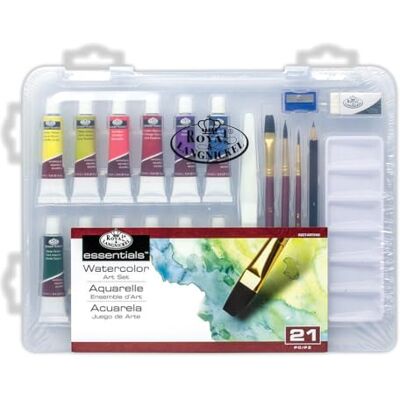 Royal & Langnickel Kit da disegno colori acrilici in valigetta piccola trasparente "Essentials Royal & Langnickel Kit da disegno colori acrilici in valigetta piccola trasparente "Essentials