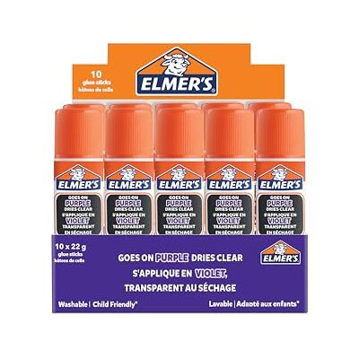 ELMER'S colla stick viola a scomparsa Diventa trasparente quando si asciuga Perfetta per la scuola e i lavoretti Lavabile e adatta ai bambini 22g 10 pezzi ELMER'S colla stick viola a scomparsa Diventa trasparente quando si asciuga Perfetta per la scuola e i lavoretti Lavabile e adatta ai bambini 22g 10 pezzi