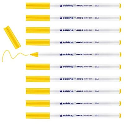 Edding 4600 pennarelli tessili – giallo – 10 pezzi – punta rotonda 1 mm – pennarelli tessili lavabili in lavatrice (60 °C) per dipingere il tessuto – Matita per tessuto Edding 4600 pennarelli tessili – giallo – 10 pezzi – punta rotonda 1 mm – pennarelli tessili lavabili in lavatrice (60 °C) per dipingere il tessuto – Matita per tessuto