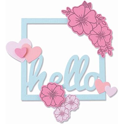 Sizzix Framelits Die Set 8PK con timbri 6PK Floral Hello di Lisa Jones, Sizzix Framelits Die Set 8PK con timbri 6PK Floral Hello di Lisa Jones,