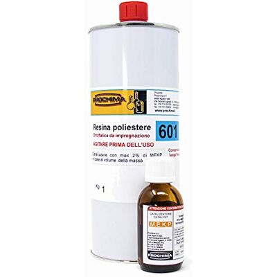 PROCHIMA Resina Poliestere 601 + Cat, 1 kg, Trasparente PROCHIMA Resina Poliestere 601 + Cat, 1 kg, Trasparente