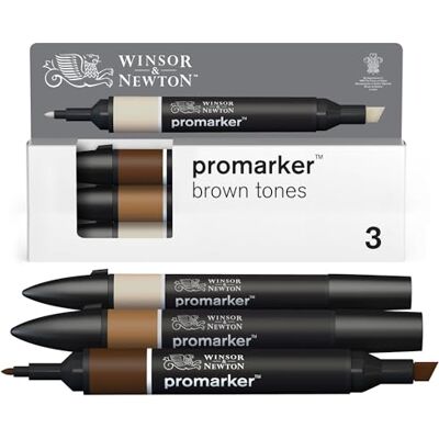 Winsor & Newton Promarker, Set di 3 Tonalità di marrone Winsor & Newton Promarker, Set di 3 Tonalità di marrone