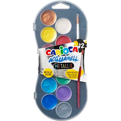CARIOCA Acquerelli metallici Facile da miscelare e resistente alla luce Astuccio 12 acquerelli CARIOCA Acquerelli metallici Facile da miscelare e resistente alla luce Astuccio 12 acquerelli