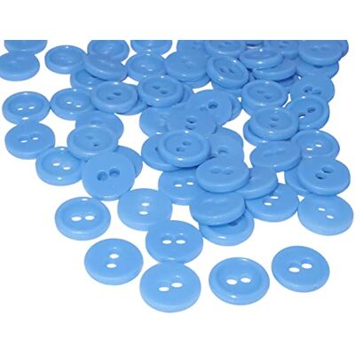 Aerzetix C56314 Set di 100 Bottoni rotondi per cucito Ø11.5x2.2mm con 2 fori diametro apertura 2mm colore blu pastello in plastica hobby creativo decorazione cucire merceria moda Aerzetix C56314 Set di 100 Bottoni rotondi per cucito Ø11.5x2.2mm con 2 fori diametro apertura 2mm colore blu pastello in plastica hobby creativo decorazione cucire merceria moda