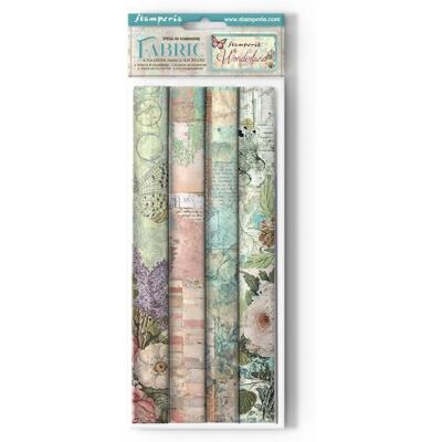 Stamperia Confezione da 4 fogli di tessuto cm 30 x 30 – Wonderland Stamperia Confezione da 4 fogli di tessuto cm 30 x 30 – Wonderland