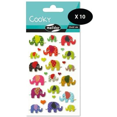 Maildor ADESIVI 3D Cooky confezione da 10 fogli 12x8 cm 260 adesivi elefanti Maildor ADESIVI 3D Cooky confezione da 10 fogli 12x8 cm 260 adesivi elefanti