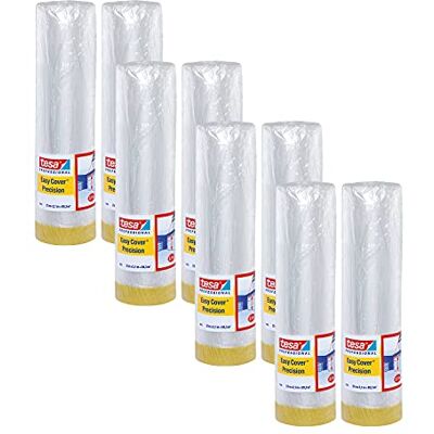 Tesa Easy Cover 4365 Precision Confezione da 8 Pellicola da pittore con nastro da imbianchino, per mascherare e coprire durante la verniciatura, nastro coprente 2 in 1 con pellicola, trasparente, Tesa Easy Cover 4365 Precision Confezione da 8 Pellicola da pittore con nastro da imbianchino, per mascherare e coprire durante la verniciatura, nastro coprente 2 in 1 con pellicola, trasparente,