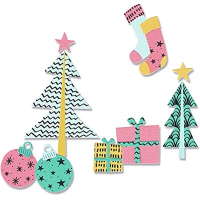 Sizzix Set di fustelle Christmas Framelits e timbri Groovy Christmas Sizzix Set di fustelle Christmas Framelits e timbri Groovy Christmas
