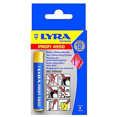 LYRA -12-1 Gessetto rotondo per pneumatici, 15 mm, 12 pezzi, colore: Giallo LYRA -12-1 Gessetto rotondo per pneumatici, 15 mm, 12 pezzi, colore: Giallo