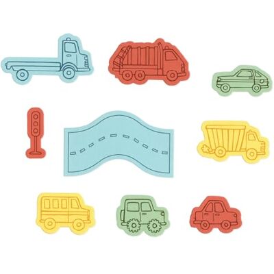 Sizzix Set di timbri trasparenti con fustelle Framelits, auto e camion, 9 timbri in gomma e 9 fustelle da taglio Sizzix Set di timbri trasparenti con fustelle Framelits, auto e camion, 9 timbri in gomma e 9 fustelle da taglio