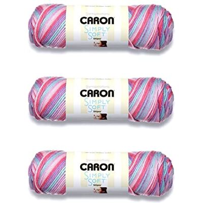 Caron Simply Soft Times Filati quadrati a righe, confezione da 3 pezzi da 141 g, acrilico, 4 m (pettinato) 235 m lavoro a maglia/uncinetto Caron Simply Soft Times Filati quadrati a righe, confezione da 3 pezzi da 141 g, acrilico, 4 m (pettinato) 235 m lavoro a maglia/uncinetto
