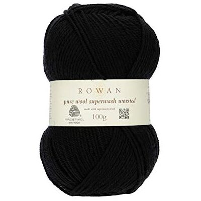 Rowan Pura Lana Superwash, pettinata, 100% Lana, Nero , taglia unica Rowan Pura Lana Superwash, pettinata, 100% Lana, Nero , taglia unica