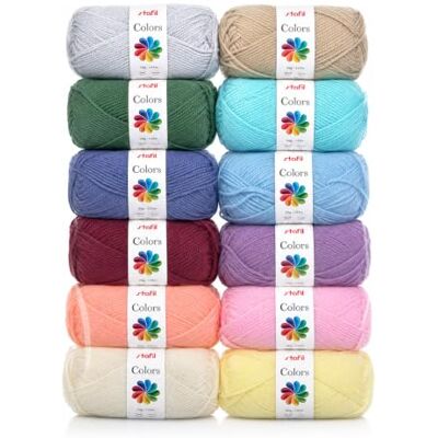 Stafil Colors Set Filati Acrilici 12 Colori Pastello – 12 Gomitoli da 50 g (600 g Totali) – Lana Acrilica per Uncinetto, Maglia, Amigurumi, Crochet e Lavori Creativi Stafil Colors Set Filati Acrilici 12 Colori Pastello – 12 Gomitoli da 50 g (600 g Totali) – Lana Acrilica per Uncinetto, Maglia, Amigurumi, Crochet e Lavori Creativi