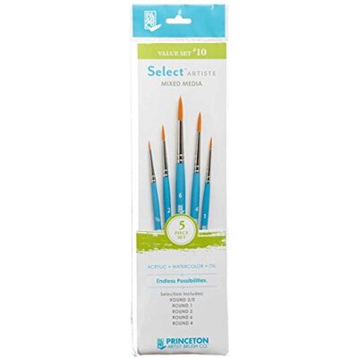 Princeton Art & Brush pennelli misti Select Artiste per olio, acrilico, acquerello Serie 3750, Brown, 110 Set Princeton Art & Brush pennelli misti Select Artiste per olio, acrilico, acquerello Serie 3750, Brown, 110 Set