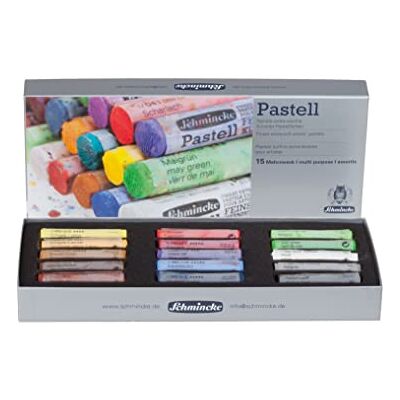 Schmincke Pastelli, 15 colori, multiuso, assortimento di base 77 215 097, set di cartone con 15 pastelli fatti a mano, brillanti, satinati-opachi, colori altamente resistenti alla luce Schmincke Pastelli, 15 colori, multiuso, assortimento di base 77 215 097, set di cartone con 15 pastelli fatti a mano, brillanti, satinati-opachi, colori altamente resistenti alla luce