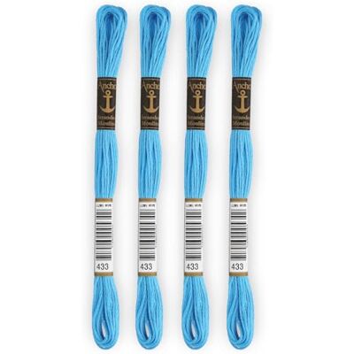 Anchor Set di 4 matasse Stranded Cotton Mulinato 100% cotone Filo da ricamo, punto croce, tela colore blu Rif 4635000-4EA_00433 Anchor Set di 4 matasse Stranded Cotton Mulinato 100% cotone Filo da ricamo, punto croce, tela colore blu Rif 4635000-4EA_00433