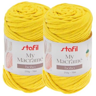 Stafil Filato Macramè Boho Pettinabile Ø 4 mm 250 g 70 m Set 2 Gomitoli Colore Giallo Stafil Filato Macramè Boho Pettinabile Ø 4 mm 250 g 70 m Set 2 Gomitoli Colore Giallo