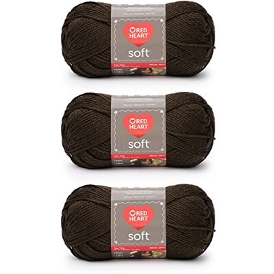 Red Heart Soft Chocolate Yarn Confezione da 3 gomitoli da 141 g, acrilico, 4 medi (pettinati), 256 m, per lavori a maglia, uncinetto e artigianato Red Heart Soft Chocolate Yarn Confezione da 3 gomitoli da 141 g, acrilico, 4 medi (pettinati), 256 m, per lavori a maglia, uncinetto e artigianato