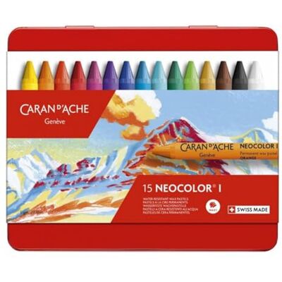 Caran d'Ache NEOCOLOR I Assortimento 15 pastelli a cera colorati (non acquerellabili) 700.0315 Caran d'Ache NEOCOLOR I Assortimento 15 pastelli a cera colorati (non acquerellabili) 700.0315