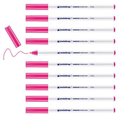 Edding 4600 pennarelli tessili – rosa fluo – 10 pezzi – punta rotonda 1 mm – pennarelli tessili lavabili in lavatrice (60 °C) per dipingere il tessuto – Matita per tessuto Edding 4600 pennarelli tessili – rosa fluo – 10 pezzi – punta rotonda 1 mm – pennarelli tessili lavabili in lavatrice (60 °C) per dipingere il tessuto – Matita per tessuto