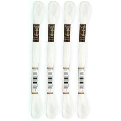 Anchor Set di 4 matasse Stranded Cotton Mouliné 100% cotone Filo da ricamo, punto croce, tela Colore bianco Rif 4635000-4EA_00002 Anchor Set di 4 matasse Stranded Cotton Mouliné 100% cotone Filo da ricamo, punto croce, tela Colore bianco Rif 4635000-4EA_00002