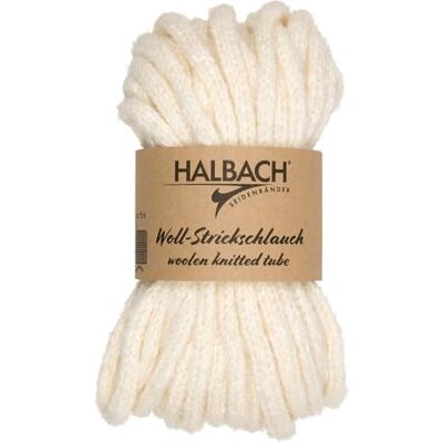 Halbach Seidenbänder Tubo in lana premium Larghezza: 10 mm Lunghezza: 15 m Lana Chunky per lacci spessi o per lavori a maglia a mano Colore: bianco naturale Halbach Seidenbänder Tubo in lana premium Larghezza: 10 mm Lunghezza: 15 m Lana Chunky per lacci spessi o per lavori a maglia a mano Colore: bianco naturale