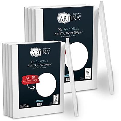 Artina set da 10 tele per pittura in cotone telaio in legno FSC® 5x40x50cm & 5x30x40cm bianco 100% per dipingere non si deforma Serie Certificato tela Akademie Artina set da 10 tele per pittura in cotone telaio in legno FSC® 5x40x50cm & 5x30x40cm bianco 100% per dipingere non si deforma Serie Certificato tela Akademie