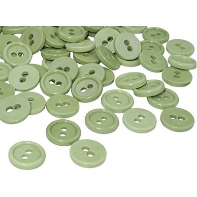 Aerzetix C56272 Set di 100 Bottoni rotondi per cucito Ø11.5x2.2mm con 2 fori diametro apertura 2mm colore verde asparagi in plastica hobby creativo decorazione cucire merceria moda Aerzetix C56272 Set di 100 Bottoni rotondi per cucito Ø11.5x2.2mm con 2 fori diametro apertura 2mm colore verde asparagi in plastica hobby creativo decorazione cucire merceria moda
