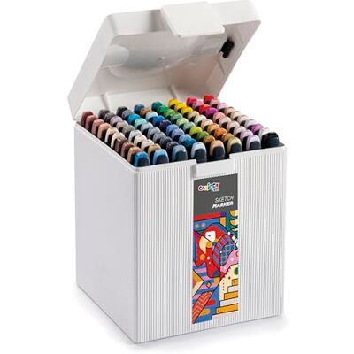 CARIOCA Plus, Sketch Marker, Scatola Rigida con Marcatori a Doppia Punta, Colori Assortiti, 80 Pezzi CARIOCA Plus, Sketch Marker, Scatola Rigida con Marcatori a Doppia Punta, Colori Assortiti, 80 Pezzi