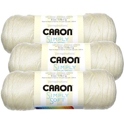Caron Simply Soft Confezione da 3 gomitoli di filo morbido #-9702 bianco sporco Caron Simply Soft Confezione da 3 gomitoli di filo morbido #-9702 bianco sporco