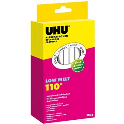 UHU Cartucce adesive a caldo Low Melt, trasparenti e ovali per pistola per colla a bassa temperatura, 12 kg UHU Cartucce adesive a caldo Low Melt, trasparenti e ovali per pistola per colla a bassa temperatura, 12 kg
