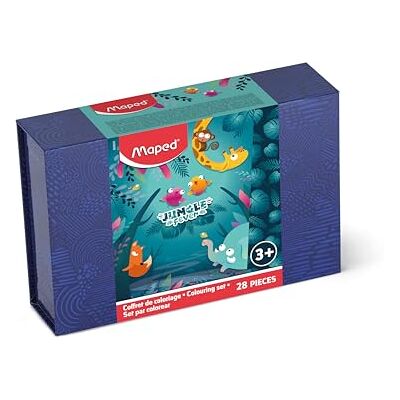 Maped Cofanetto da colorare Jungle Fever 28 pezzi Matite colorate + pennarelli Color'Peps Temperamatite/Gomma + Matita grafite con guida dito Taccuino da colorare e adesivi Dai 3 anni Maped Cofanetto da colorare Jungle Fever 28 pezzi Matite colorate + pennarelli Color'Peps Temperamatite/Gomma + Matita grafite con guida dito Taccuino da colorare e adesivi Dai 3 anni