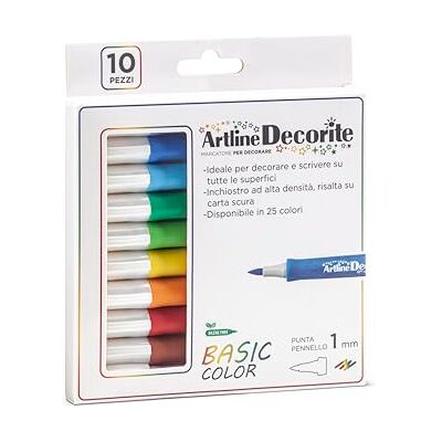 OSAMA Artline Pennarelli Punta Media a Pennello, Set 10 Pezzi Pennarelli Lavabili per Bambini e Adulti per Decorare Ogni Superficie, Colori per Cartoleria e Lavoretti Creativi per Bambini, Basic OSAMA Artline Pennarelli Punta Media a Pennello, Set 10 Pezzi Pennarelli Lavabili per Bambini e Adulti per Decorare Ogni Superficie, Colori per Cartoleria e Lavoretti Creativi per Bambini, Basic