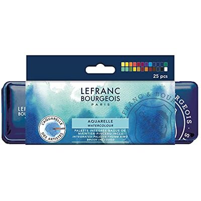 Lefranc Bourgeois Acquarello Fine Set 24 Mezzi Godet, Pennello E Tavolozza Lefranc Bourgeois Acquarello Fine Set 24 Mezzi Godet, Pennello E Tavolozza