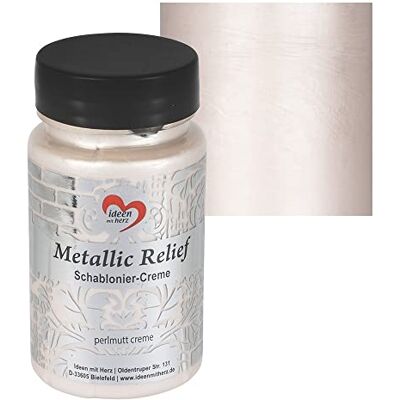ideen mit herz Crema per stencil in rilievo metallizzato, pasta strutturale fine, colore per stencil, pasta per stencil, 90 ml, a base d'acqua (crema perlata) ideen mit herz Crema per stencil in rilievo metallizzato, pasta strutturale fine, colore per stencil, pasta per stencil, 90 ml, a base d'acqua (crema perlata)