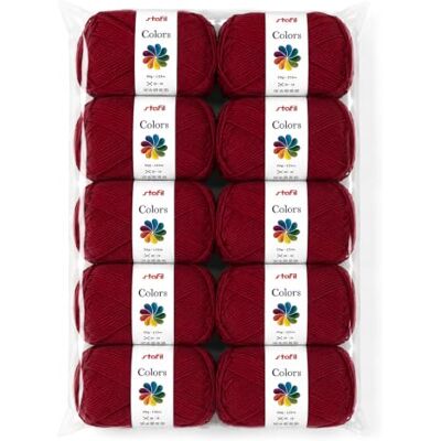 Stafil Colors Set da 10 Gomitoli Colore bordeaux – 10 Gomitoli da 50 g (500 g Totali) – Lana Acrilica per Uncinetto, Maglia, Amigurumi, Crochet e Lavori Creativi Stafil Colors Set da 10 Gomitoli Colore bordeaux – 10 Gomitoli da 50 g (500 g Totali) – Lana Acrilica per Uncinetto, Maglia, Amigurumi, Crochet e Lavori Creativi