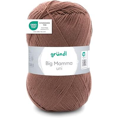 Gründl Big Mamma Uni (Lana per Maglieria, Set per Uncinetto, Filato per Maglieria e Uncinetto Effetto Lana, 100% poliacrilico, 400 g / 1040 m, Spessore del Ferro: 3,5-4,5, 1 x 400 g), Cappucino Gründl Big Mamma Uni (Lana per Maglieria, Set per Uncinetto, Filato per Maglieria e Uncinetto Effetto Lana, 100% poliacrilico, 400 g / 1040 m, Spessore del Ferro: 3,5-4,5, 1 x 400 g), Cappucino