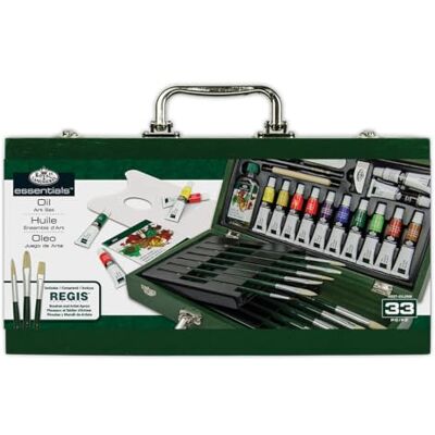 Royal & Langnickel Scatola da pittura in legno con set di pennelli e colori ad olio Royal & Langnickel Scatola da pittura in legno con set di pennelli e colori ad olio