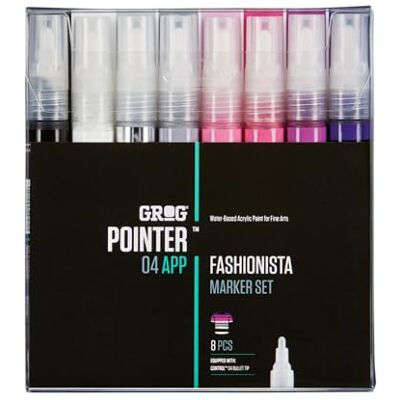 Graff-City Grog Pointer 04 APP Fashionista Marker Set, Punta proiettile da 4 mm, Confezione da 8 pezzi Graff-City Grog Pointer 04 APP Fashionista Marker Set, Punta proiettile da 4 mm, Confezione da 8 pezzi