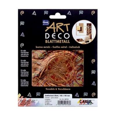 KREUL 99404 – Foglia di Metallo a Forma di Fiore Fiammato Rosso/Oro, 6 Fogli da Circa 14 x 14 cm, per rifinire Legno, Carta, Tela, polistirolo, Cera, Ceramica e Molto Altro Ancora, Colore KREUL 99404 – Foglia di Metallo a Forma di Fiore Fiammato Rosso/Oro, 6 Fogli da Circa 14 x 14 cm, per rifinire Legno, Carta, Tela, polistirolo, Cera, Ceramica e Molto Altro Ancora, Colore